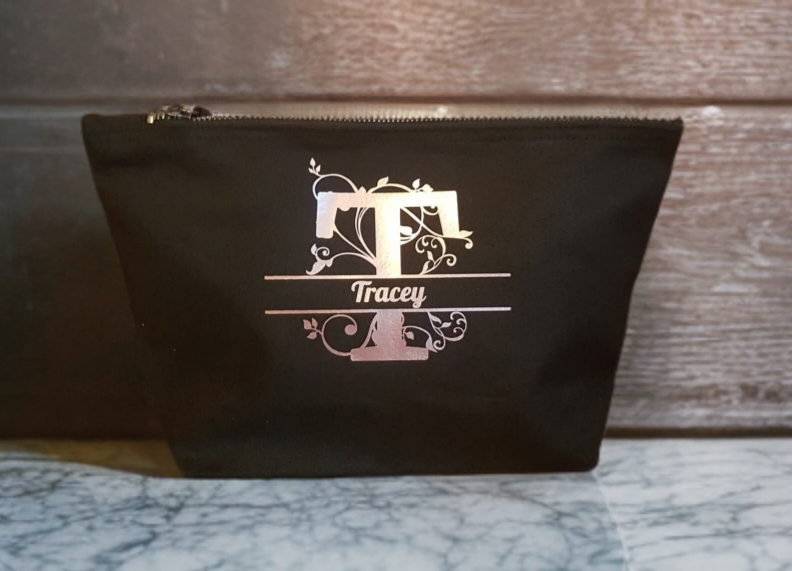 Floral Monogram Makeup Bag